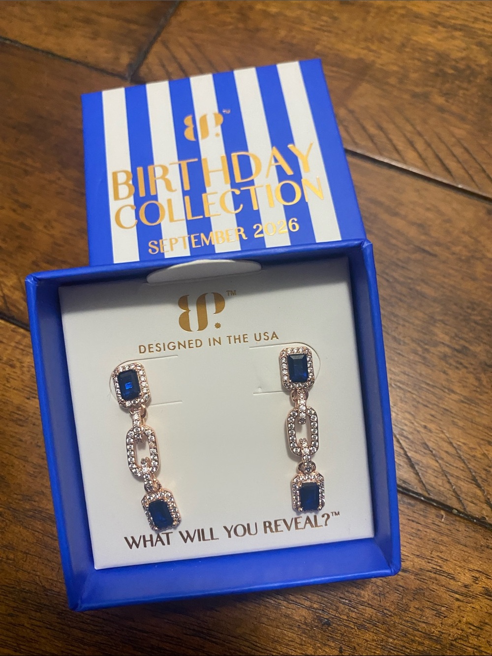 Bomb Party Birthday Collection September 2026 Earrings - Sapphire - Rose Gold